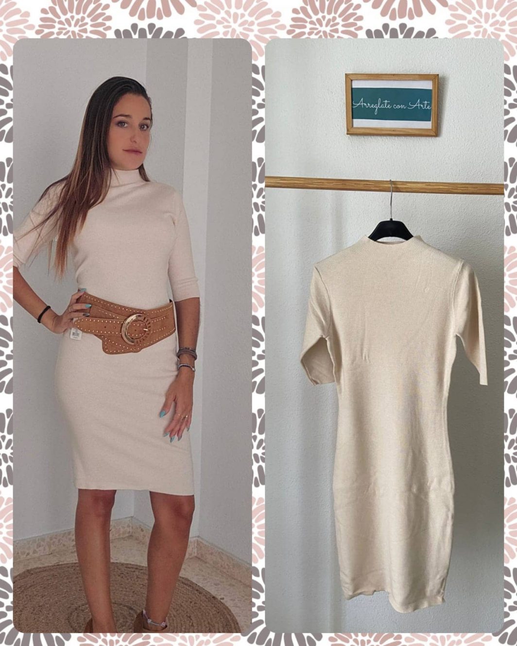 VESTIDO PUNTO CORTO BEIGE