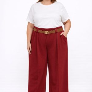 Pantalón ancho talla curvy con cinturón
